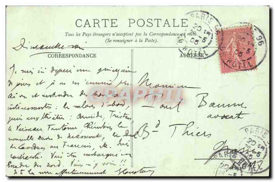 CPA Paris Le Monument de Gambetta et le Louvre  — Rückseite