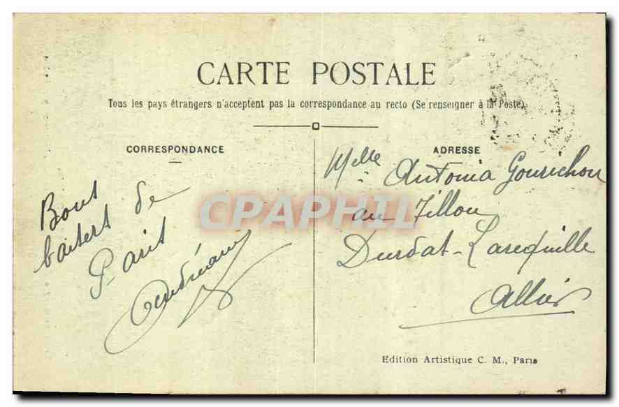 CPA Paris Le Monument a da Triomphe de la Republique  — Verso