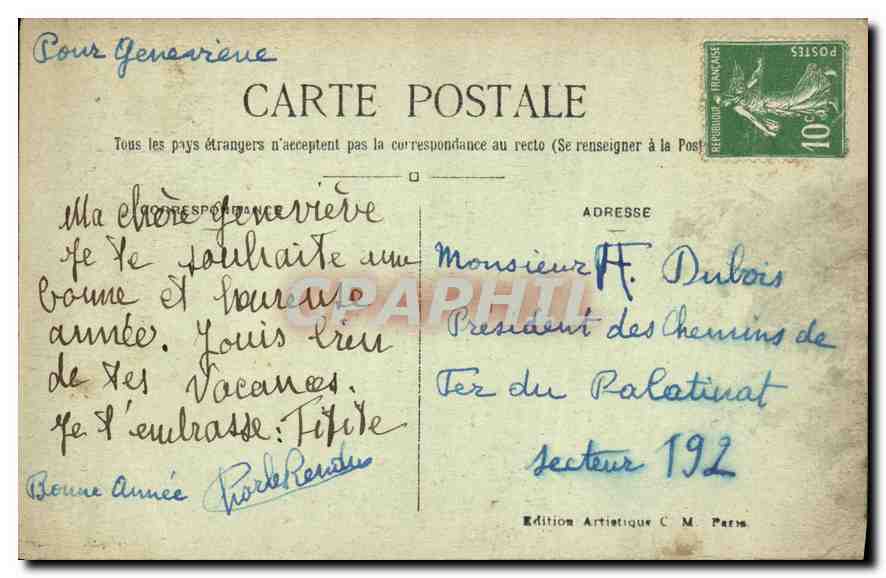 CPA Paris L'Arc de Triomphe et la Place de l'Etoile  — Rückseite