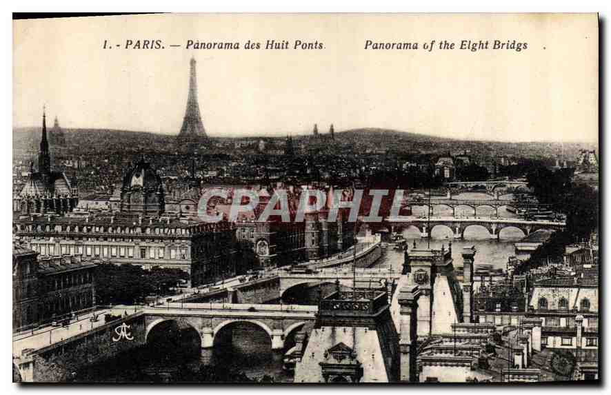 CPA Paris Panorama des Huits Ponts Tour Eiffel