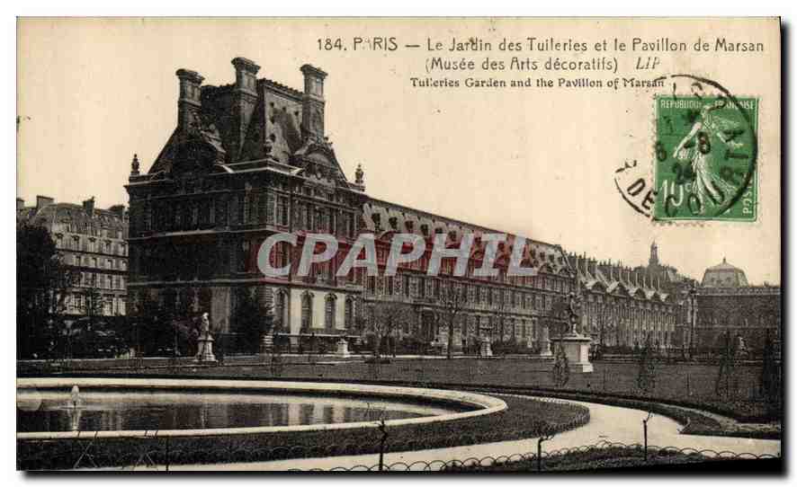 CPA Paris Le Jardin des Tuileries et le Pavillon de Marsan 