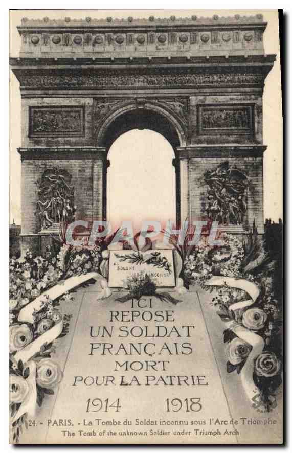 CPA Paris La Tombe du Soldat incannu sous l'Arc de Triomphe 