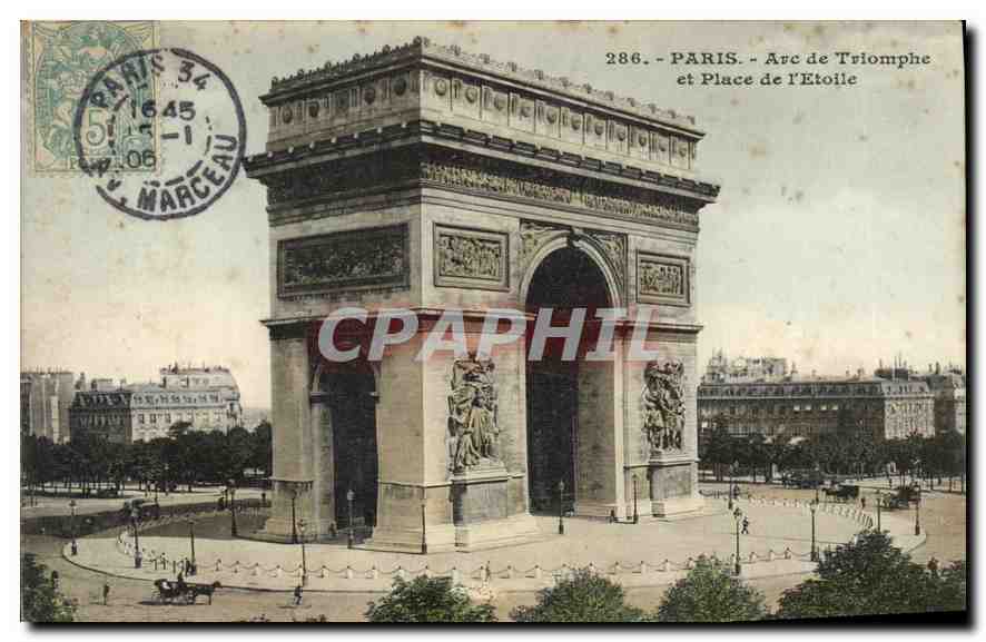 CPA Paris Arc de Triomphe et Place de l'Etoile 