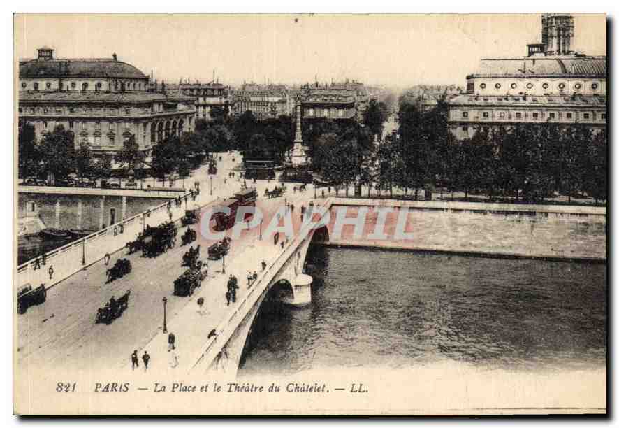 CPA Paris La Place et le Theatre du Chatelet 
