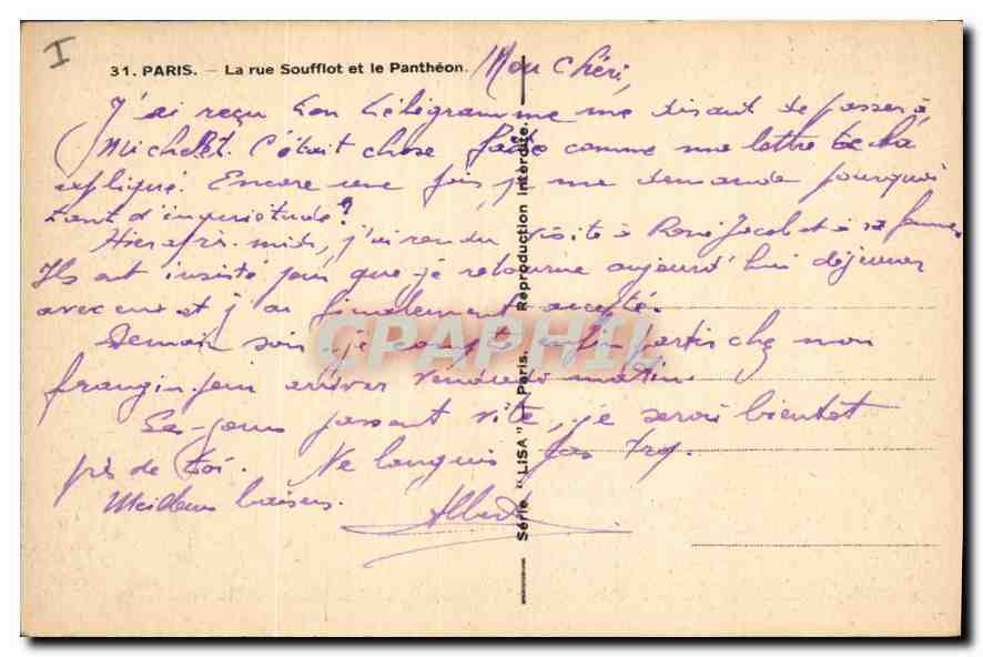 CPA Paris La rue Soufflot et le Pantheon  — Rückseite