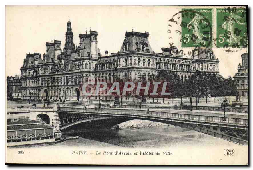 CPA Paris Le Pont d'Arcole et l'Hotel de Ville 