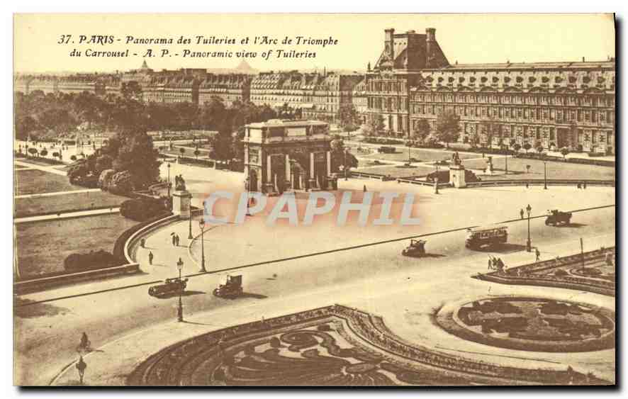 Paris - Panorama des Tuileries et l'Arc de Triomphe du Carrousel - A.P.