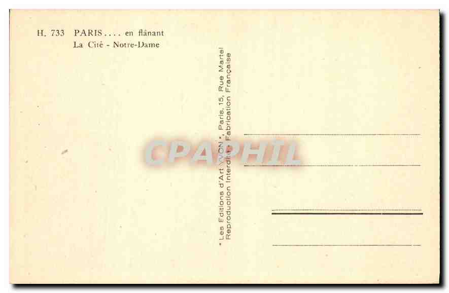 CPA Paris La Cite Notre Dame  — Rückseite
