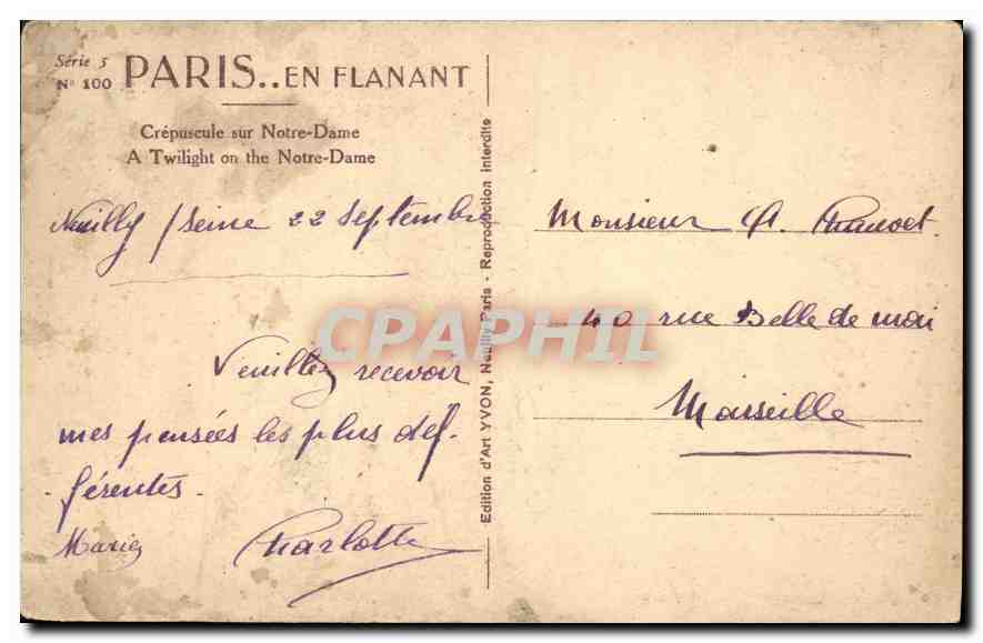 CPA Paris Crepuscule sur Notre Dame  — Verso