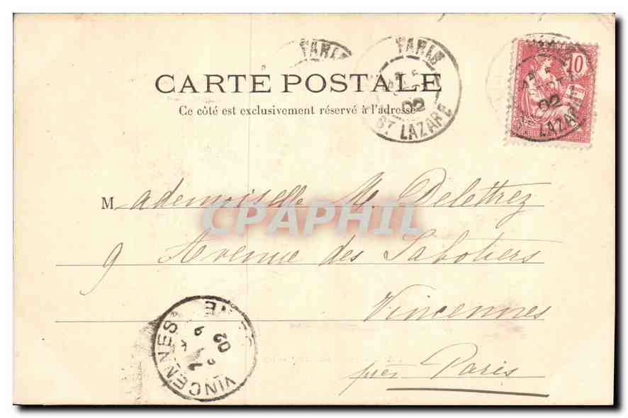 CPA Paris Hotel de Cluny  — Verso