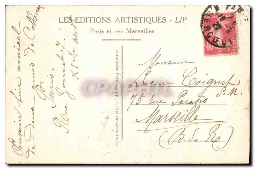 CPA Paris L'Hotel de Ville et le Pont d'Arcole  — Rückseite