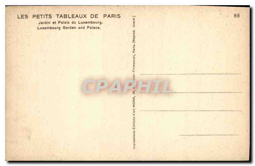 CPA Paris Jardin et Palais de Luxembourg  — Rückseite