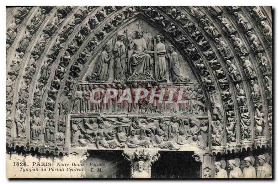 CPA Paris Notre Dame Tympan du Portail Central 