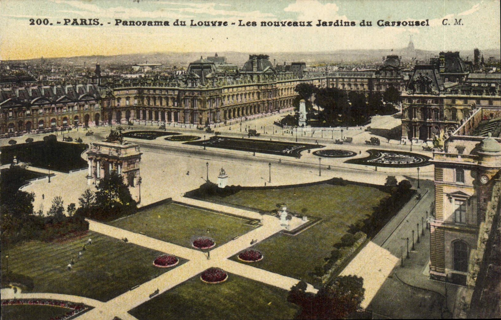 CPA Paris Panorama du Louvre Les nouveaux Jardins du Carrousel 