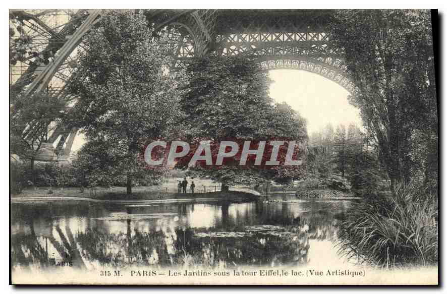 CPA Paris Les Jardin sous la tour Eiffel le Lac Vue Artistique 