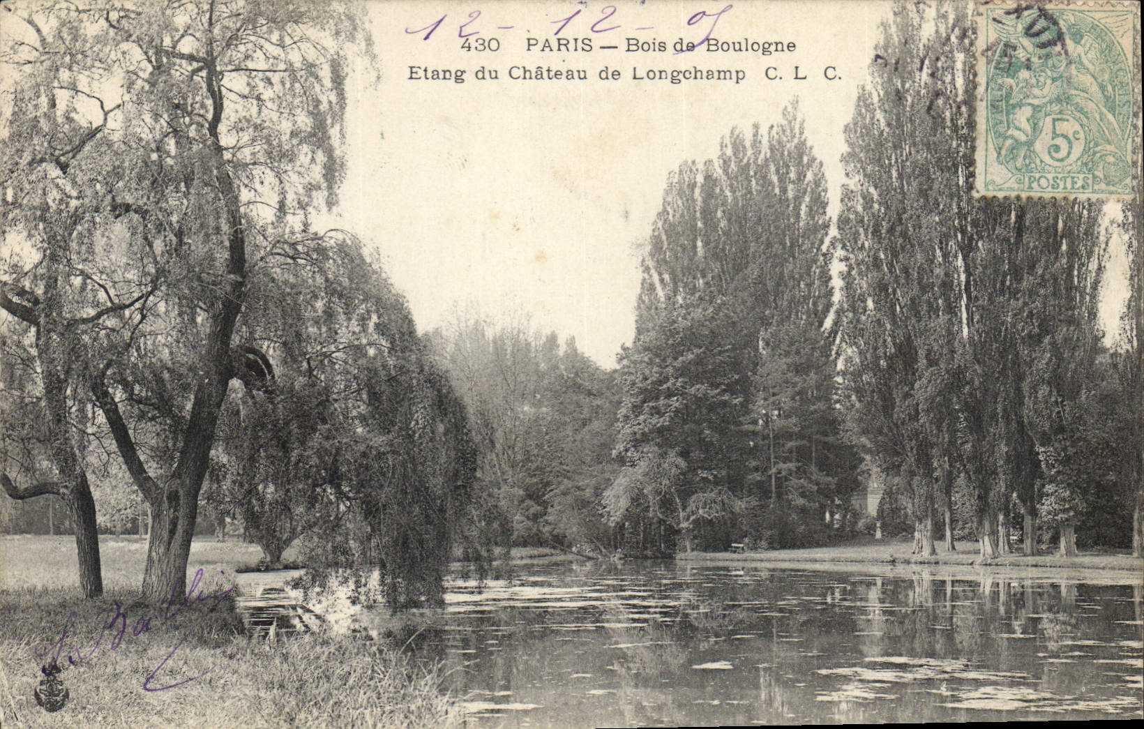 CPA Paris Bois de Boulogne Etang du Chateau de Longchamp 