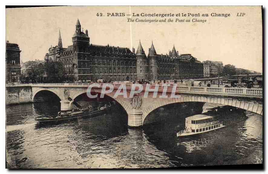CPA Paris La Conciergerie et le Pont au Change Bateaux