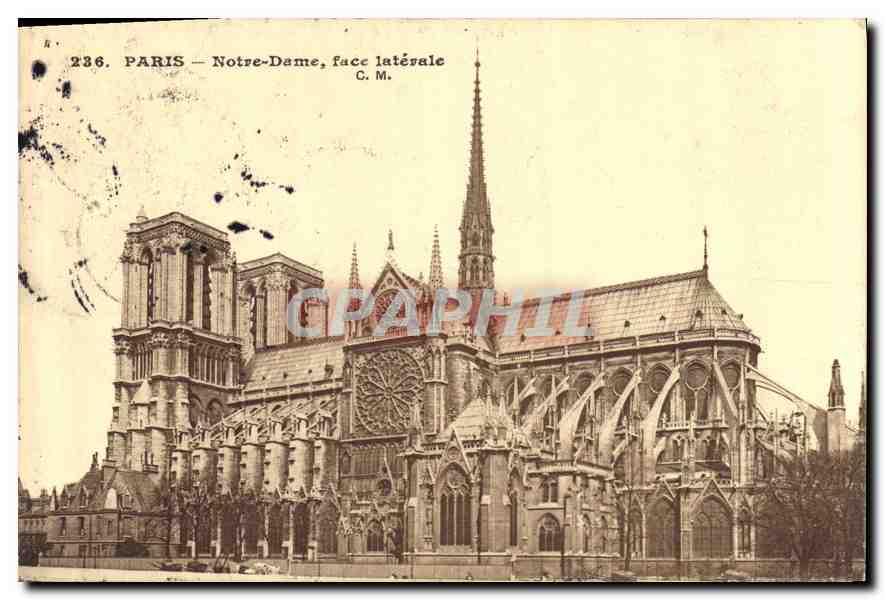CPA Paris Notre Dame face laterale 