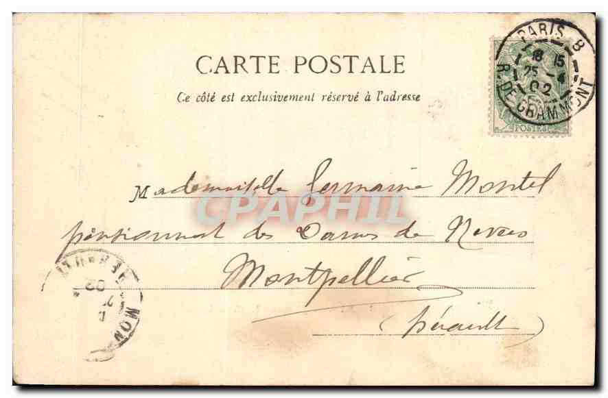 Paris - Église de la Madeleine — vue de la place avec voitures à cheval — éditeur non identifié — Rückseite