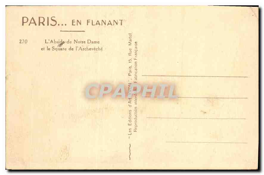 CPA Paris L'Abside de Notre Dame  — Verso