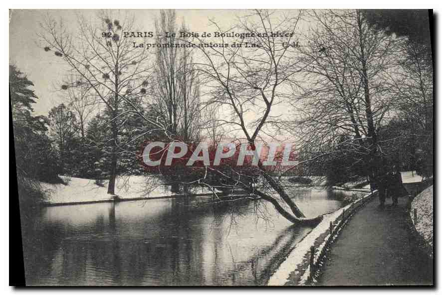 CPA Paris Le Bois de Boulogne en hiver La promenade autour du Lac 