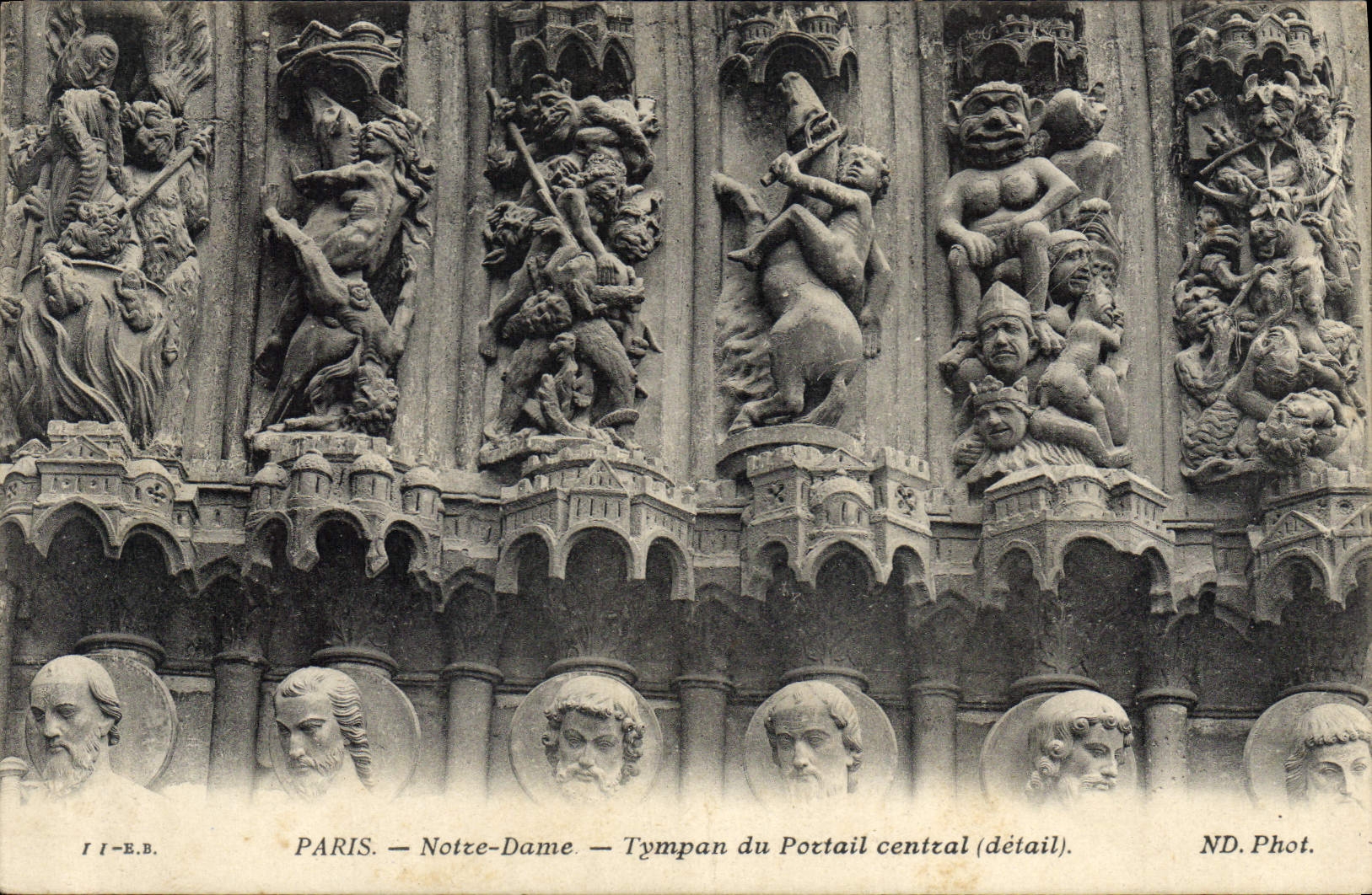 CPA Paris Notre Dame Tympan du Portail central detail 