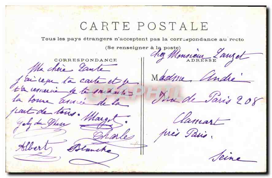 CPA Paris Les Invalides  — Verso