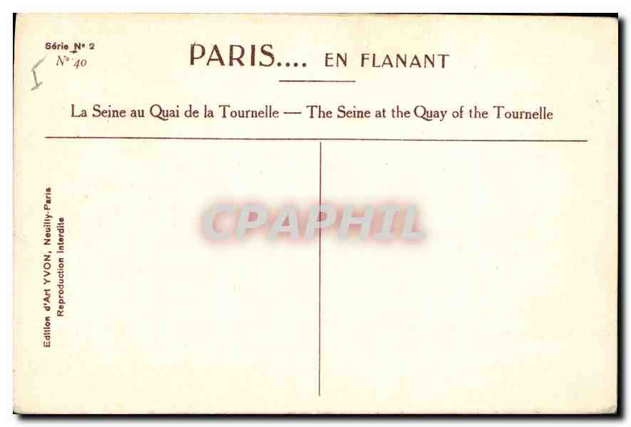 CPA Paris La Seine au Quai de la Tournelle  — Rückseite