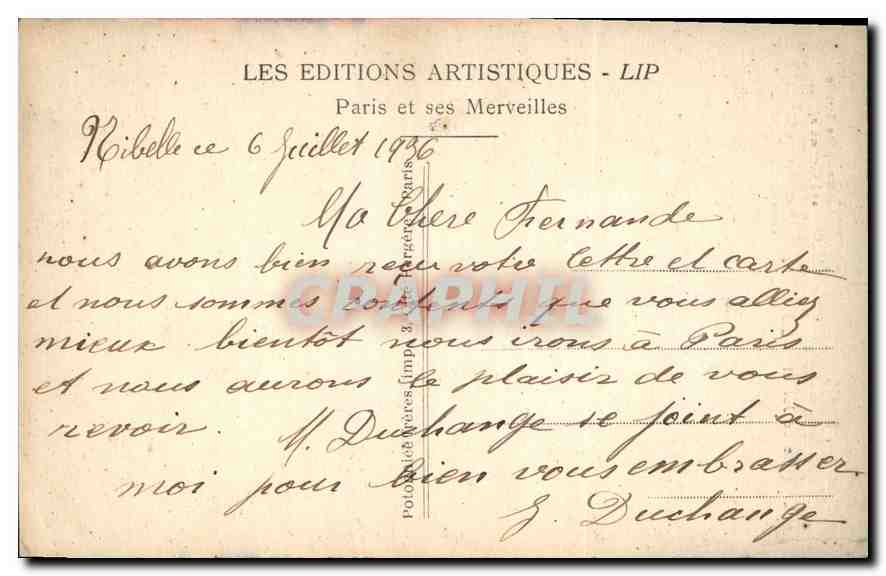 CPA Paris Place de la Bastille et Colonne de Juillet  — Rückseite