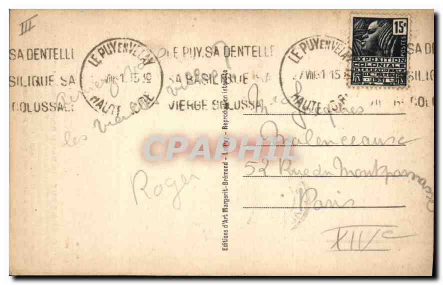 CPA Le Vieux Puy La Montee Rochetaillade  — Rückseite