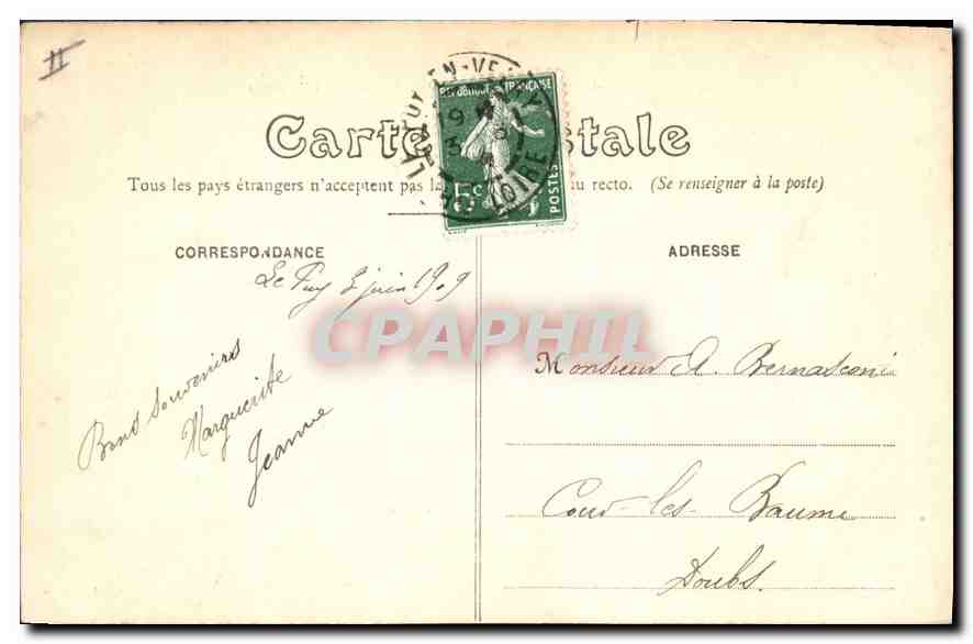 CPA Le Puy Hte Loire Le Rocher St Michel et le Mont Corneille  — Rückseite