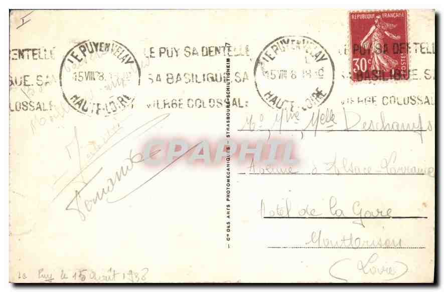 Le Puy — Les rochers Corneille et Aiguilhe — LL 51 — Achterkant