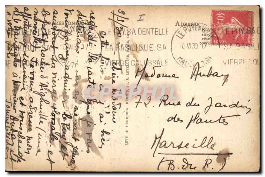 Le Puy — Vue prise à travers les Pins — LL — Verso