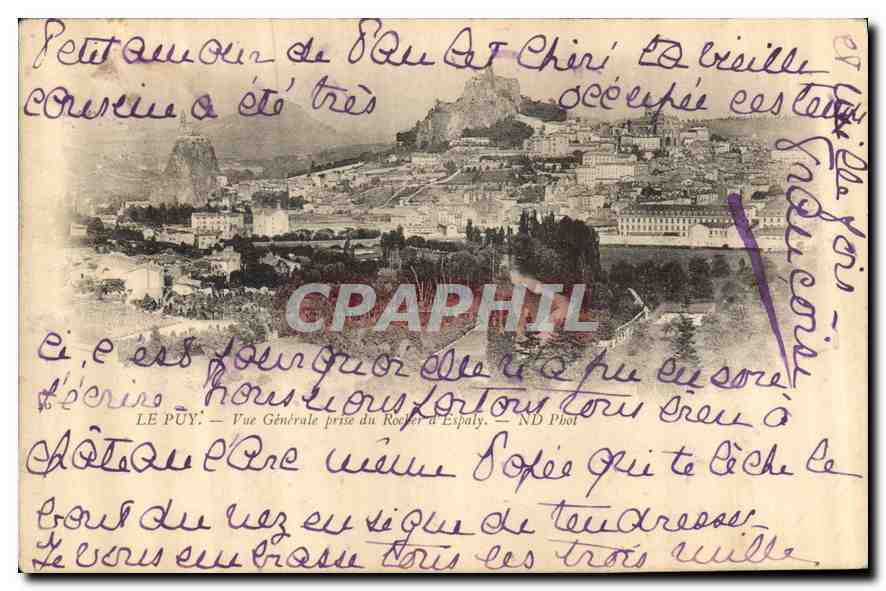 CPA Le Puy Vue Generale prise du Rocher d'Espaly 