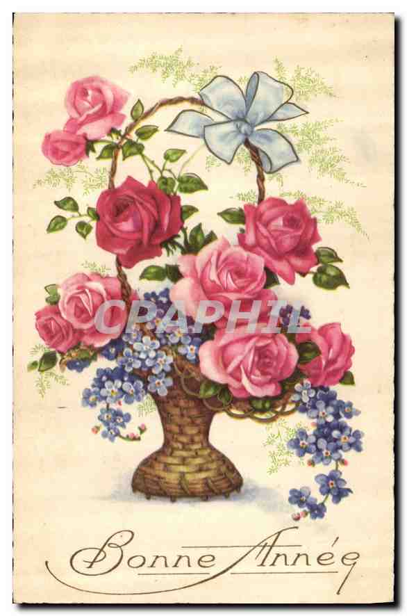 CPA Bonne Annee Fleurs