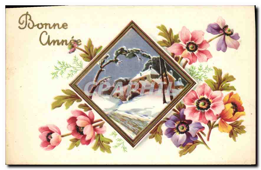 CPA Bonne Annee Fleurs