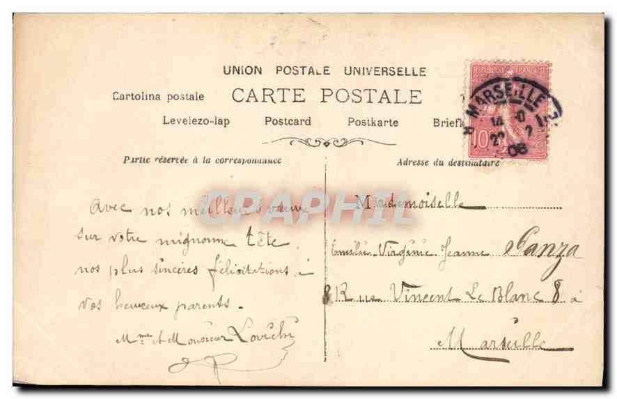 CPA Femme Ange — Verso