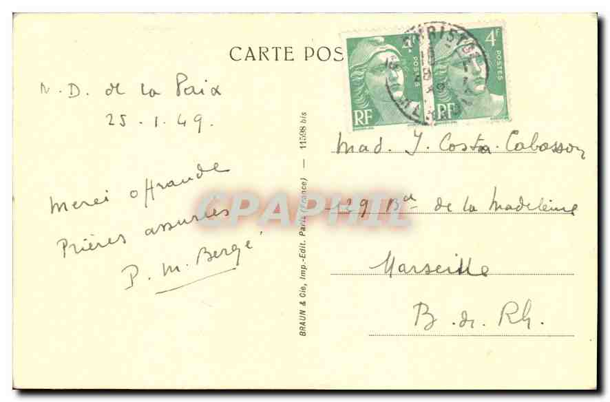 CPA Musee du Louvre Leonard de Vinci Sainte Anne  — Rückseite