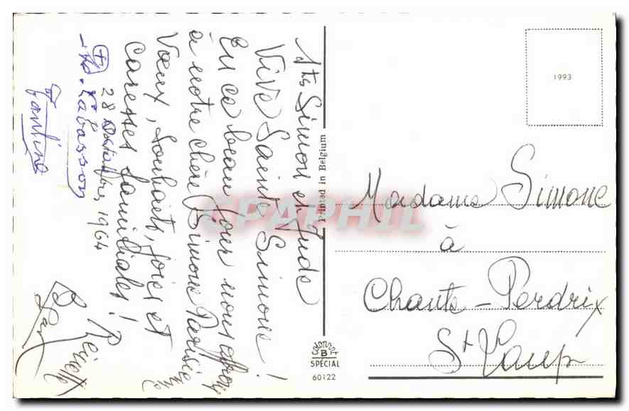 CPA Bonne Fete Fleurs — Verso