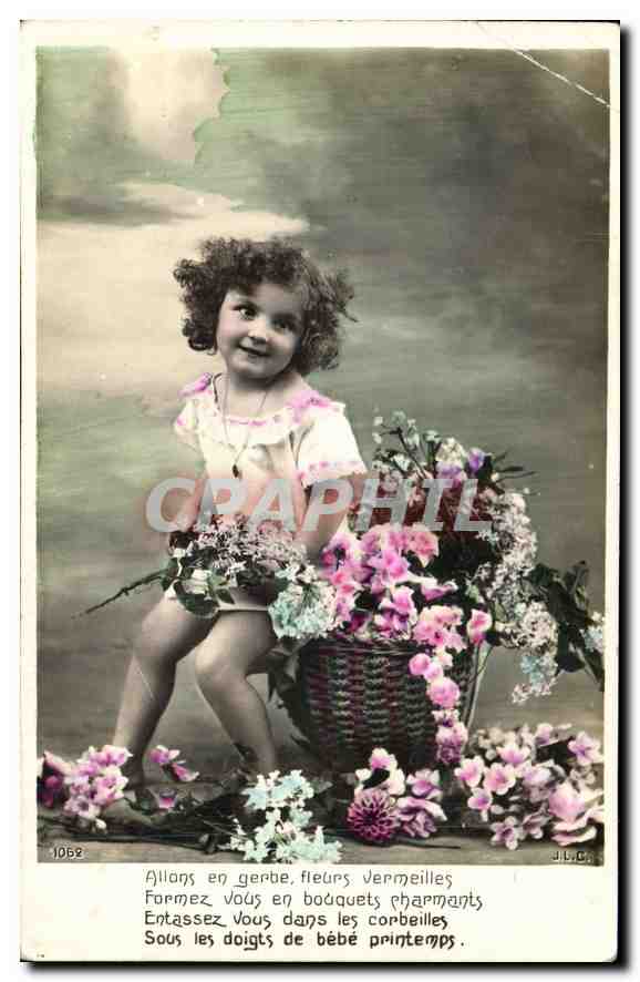 CPA Allans en gerbe fleurs Vermeilles Enfant Fleurs