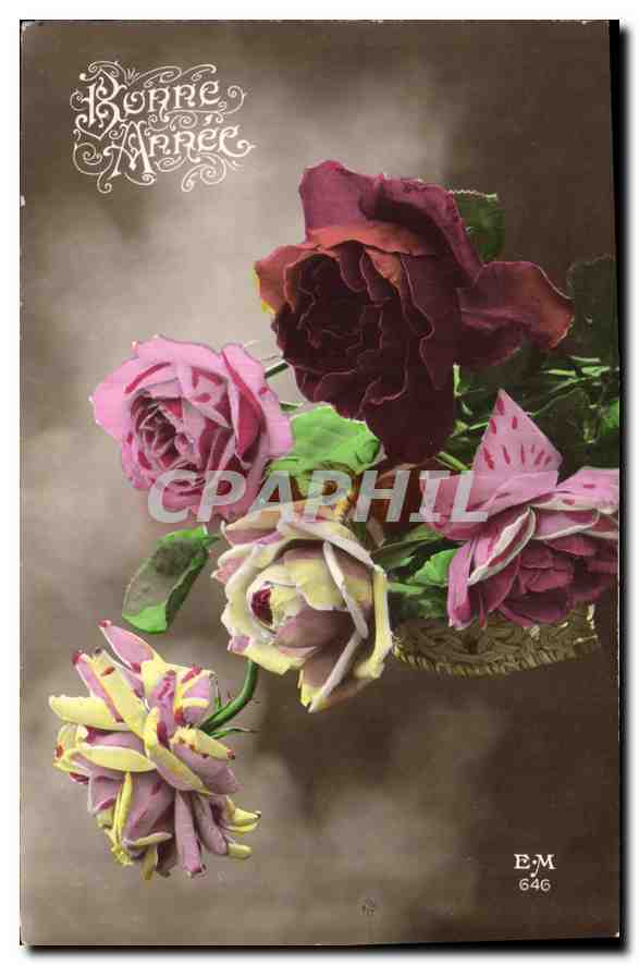 CPA Bonne Annee fleurs