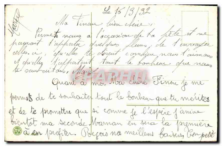 CPA Porte Bonheur fleurs — Verso