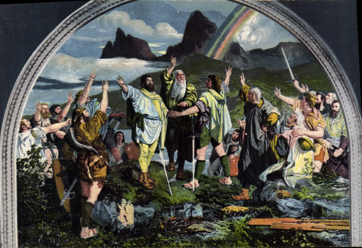 Le Serment du Rütli — après le tableau de Dr. Stüchelberg — éditeur E. Goetz, Lunern, n° 4984
