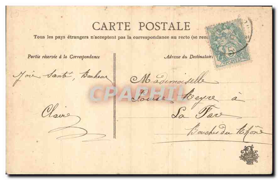 CPA Souhaits Sinceres  — Verso