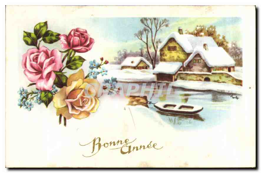 CPA Bonne Annee Fleurs