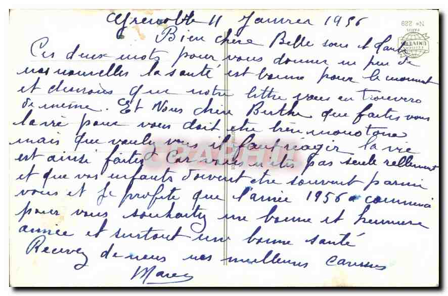 CPA Bonne Annee Fleurs — Rückseite