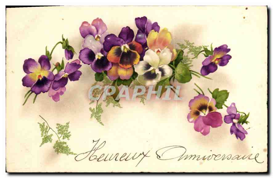 CPA Heureux Anniversaire Fleurs