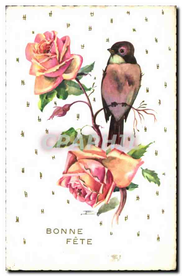 CPA Bonne Fete Fleurs Oiseau