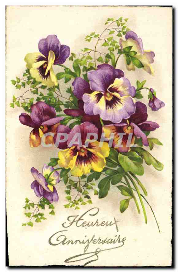 CPA Heureux Anniversaire Fleurs