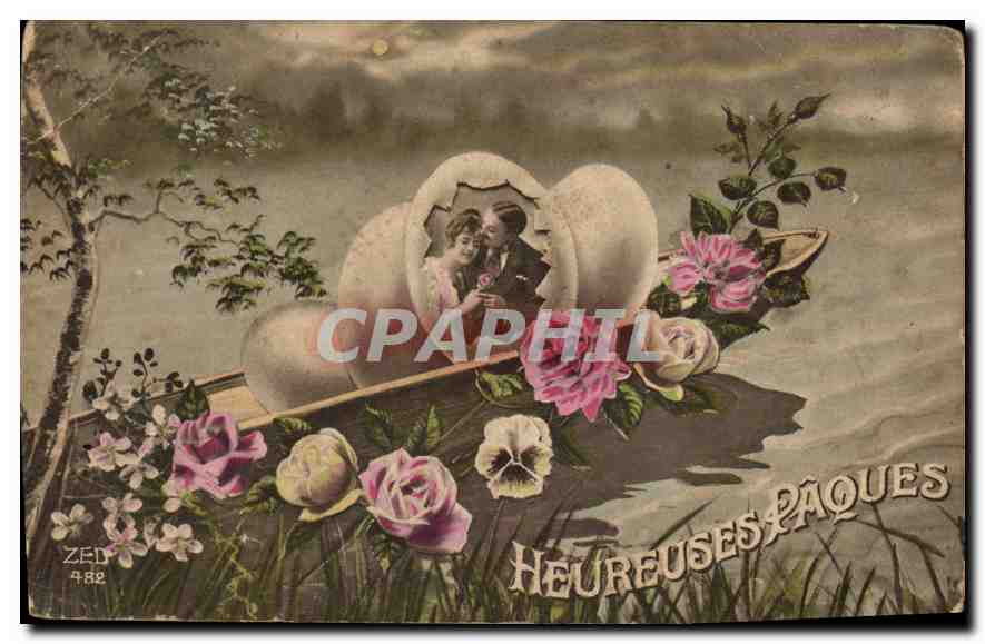 CPA Heureuses Paques Femme